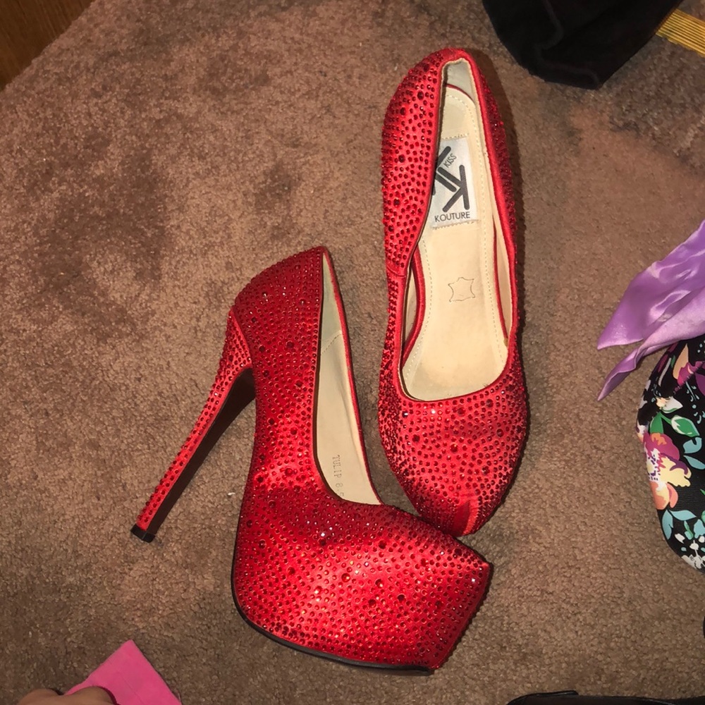 Rhinestones RED HIGH HEELS SZ 8.5